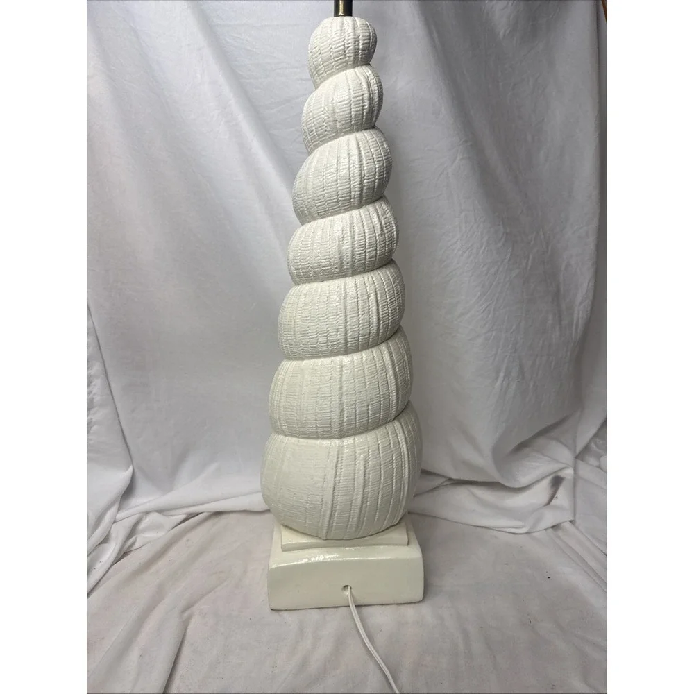 Vintage 1980s Hollywood Regency Spiral Seashell Form Plaster Table Lamp 32